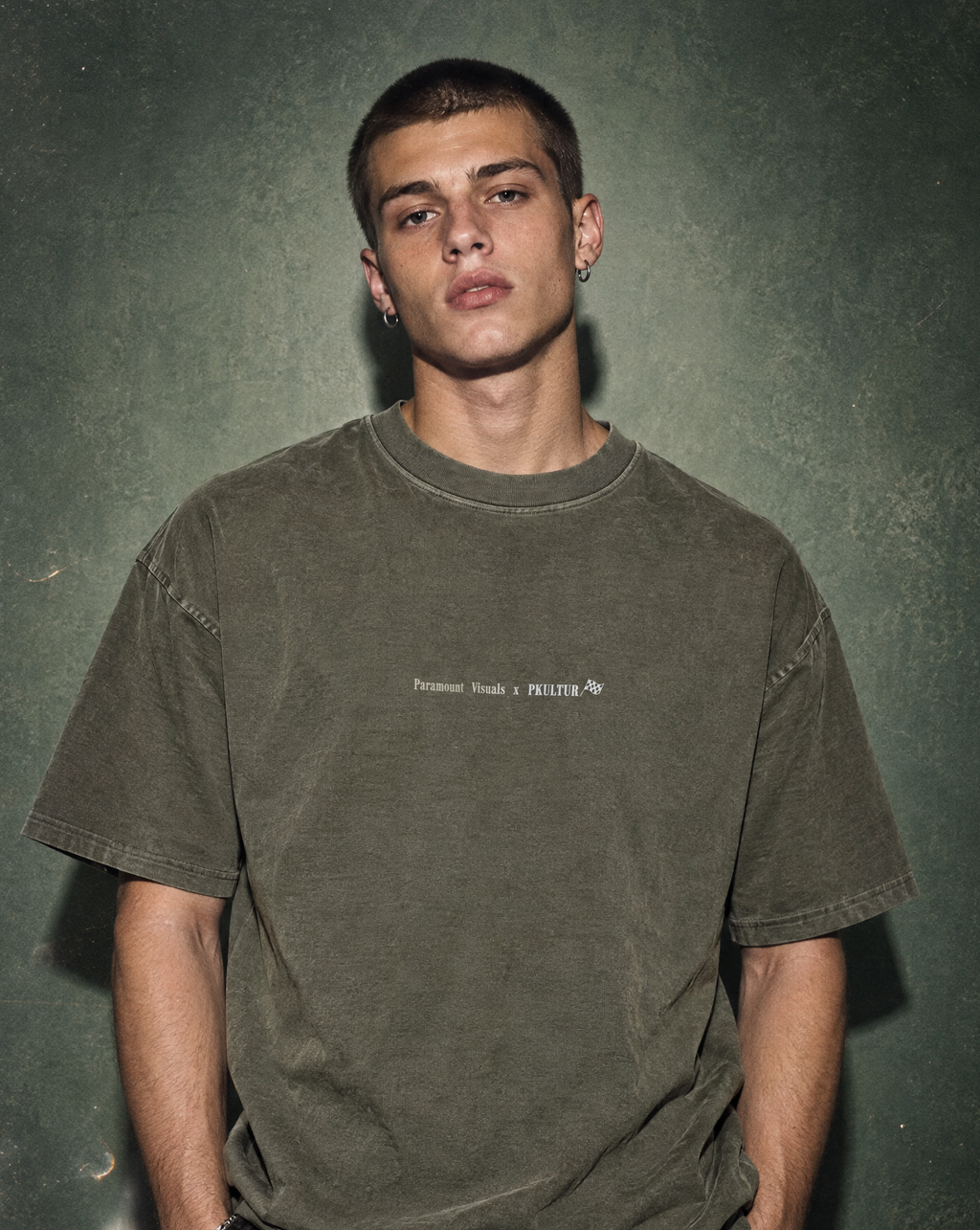 Olive Green Flight Shirt front Male_paramountvisuals x porsche kultur