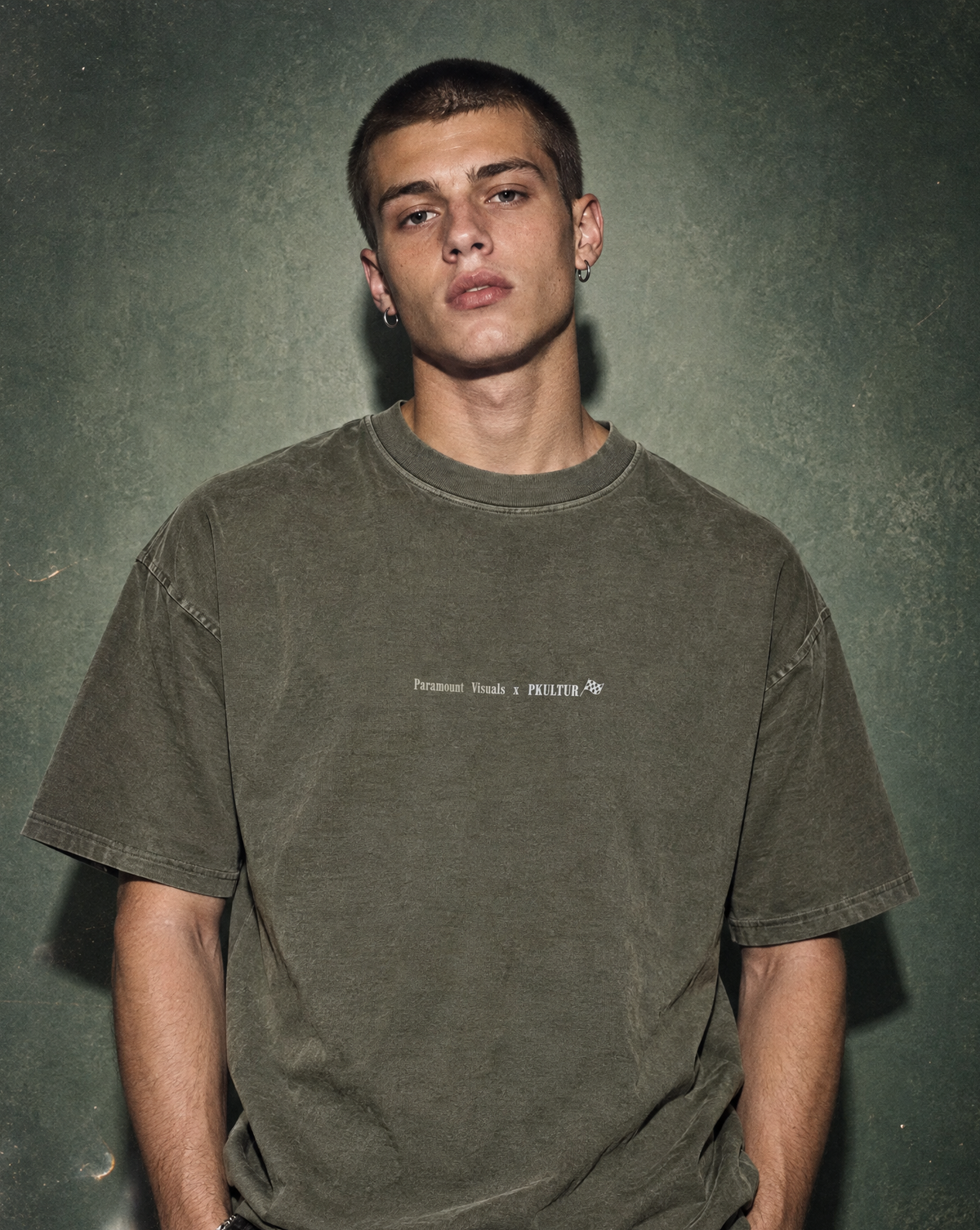 Olive Green Flight Shirt front Male_paramountvisuals x porsche kultur